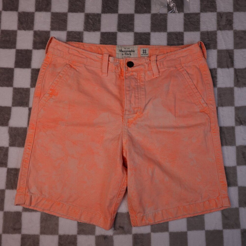 A&F Abercrombie & Fitch florescent neon Orange wash jean shorts 33 *note